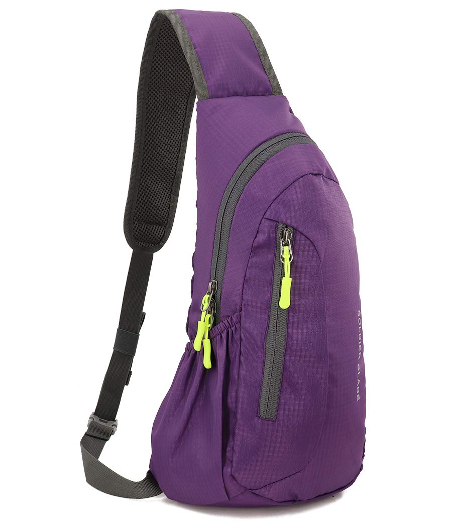 Gisdanchz Small Gym Bag Sport Sling Backpack, Waterproof Lightweight Sports Chest Bag One Strap Shoulder Bags for Men Women Personal Pocket Small Gym Bag for Sport Sling Bags Rucksack, Purple
