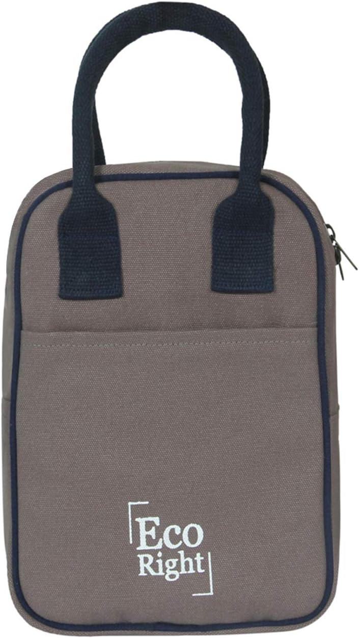 EcoRight Insulated Lunch Bag for Men, Women, Adults for Work | Cooler Lunch Box for Kids to School | Reusable Canvas Lunch Bags for Women | Grey | 0711
