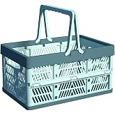 UShioart Collapsible Crate Milk Crates for Storage Plastic shopping basket 20L for Kitchen Bathroom (Bule)