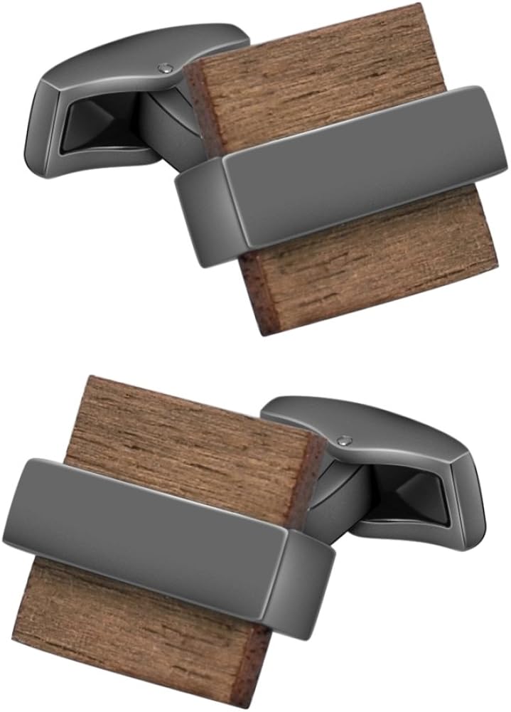 Mr.Van Delicate Mens Natural Wood Cufflinks Handcrafted Square Wooden Cuff links Valentines Festival Birthday Anniversary Graduation Gift for Men