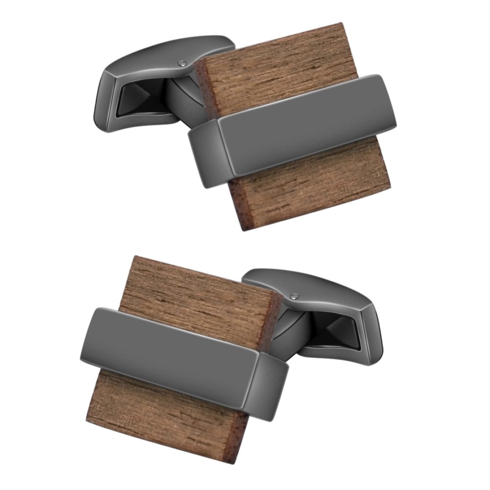 Mr.Van Delicate Mens Natural Wood Cufflinks Handcrafted Square Wooden Cuff links Valentines Festival Birthday Anniversary Graduation Gift for Men