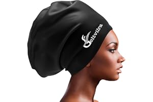 GELTVILRA Waterproof Extra Large Silicone Swimming Caps Turban for Black Women Girls Men with Long Hair Braids Dreadlocks to Keep Hair Dry
