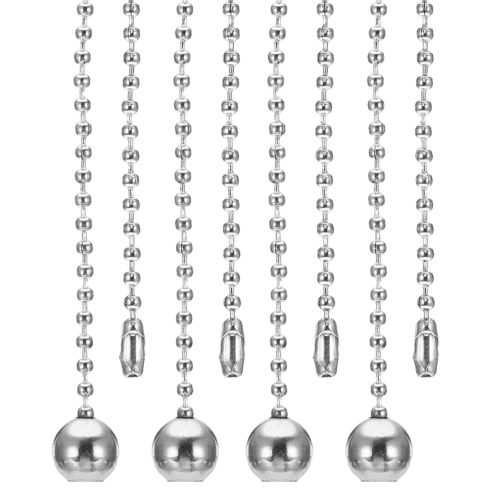 PATIKIL 1M 3.3ft Ceiling Fan Pull Chain, 4 Pcs Beaded Pulls Cord Extender Ball Pendant for Fan Light Chandelier Table Lamp Pulling Switch, Silver Tone
