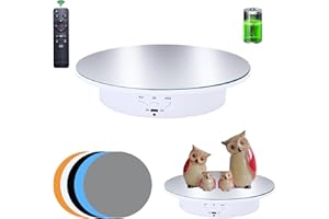 JAYEGT Motorized Rotating Display Stand, 7.87inch /17.6lbs Load, 360 Degree Electric Rotating Turntable for Photography Products, Jewelry，5 Colors Backgrounds, Mirror Cover (White/Remote Control)