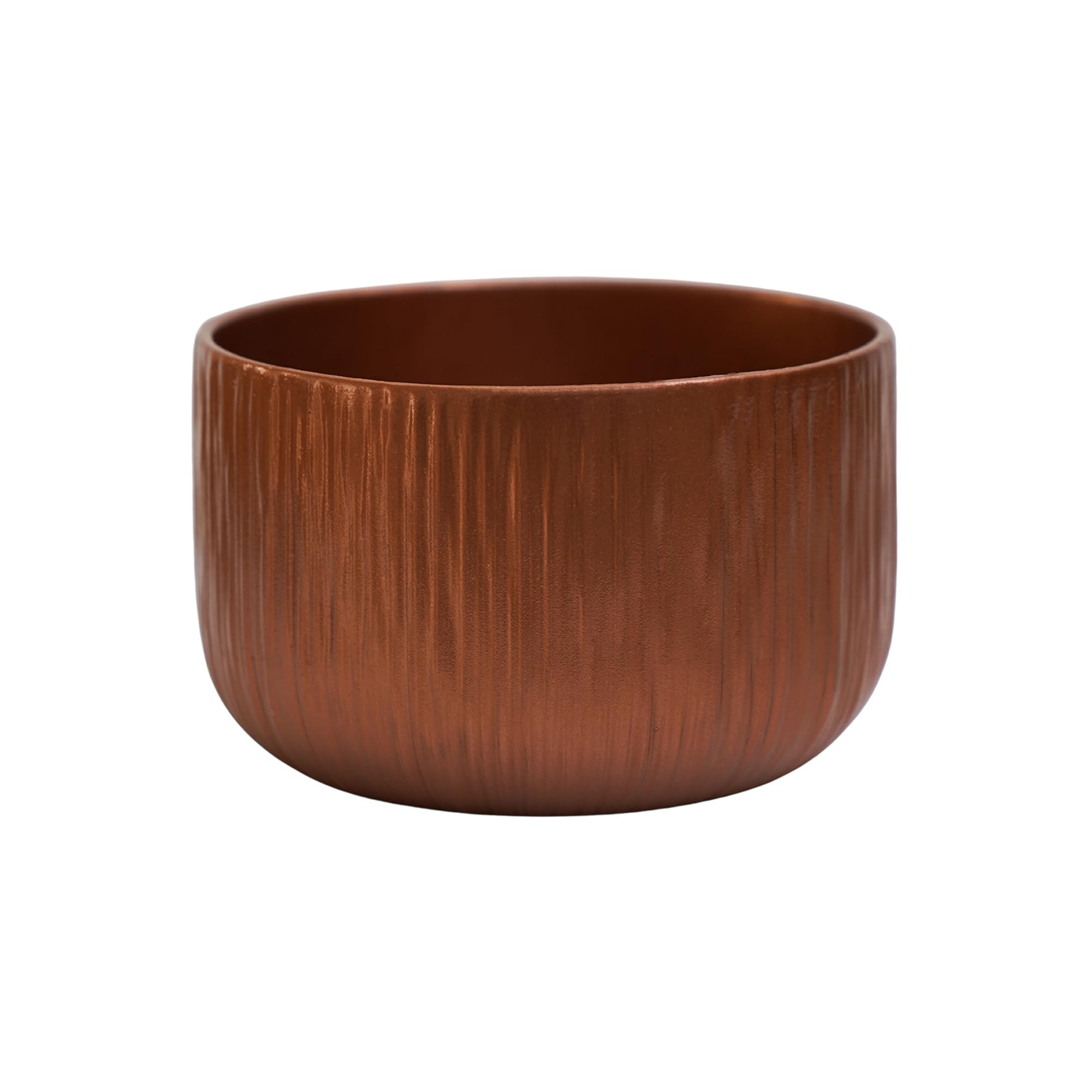 Ivyline Premium Planting Bowl in Copper with Timeless Design - Indoor Round Stylish Flower Pot - Classic Elegant Planter - H10 x D20 cm