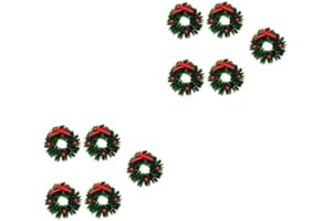 Angoily 10 pcs Mini Christmas Wreath DIY Miniature Hanging Festival Decor for Dollhouse Holiday Village and