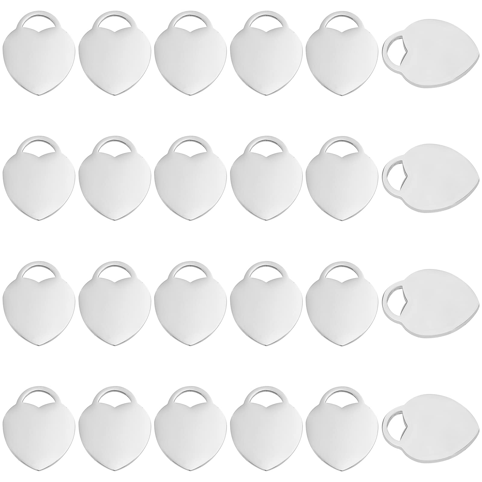 DICOSMETIC 40Pcs Stainless Steel Jewelry Making Charms Heart Shape Flat Blank Stamping Tag Pendants for Necklace Bracelet Jewelry Making, Hole: 7x4mm