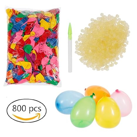 Lictin 800 Wasserballons Wasserbomben mit 800 Gummibänder und 3 Füllen Instrument