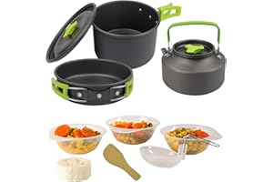 Gurukim Camping Cookware Set,Lightweight Pot Pan Kettle Set,Camping Cooking Set,for Hiking,Camping,Backpacking,Outdoor Cookin