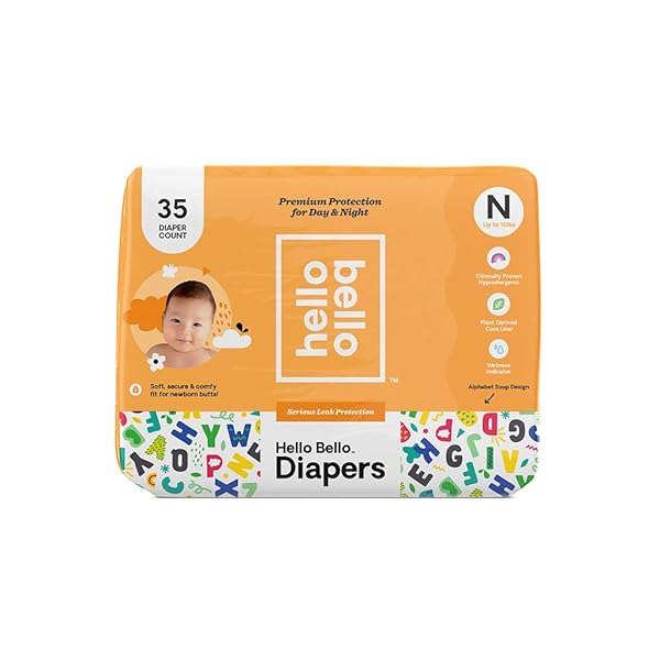 HELLO BELLO DIAPERS, NEWBORN, 35 COUNT, ALPHABET SOUP DESIGN