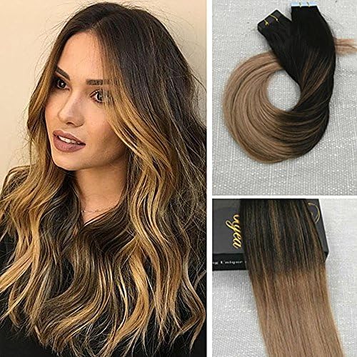 Ugeat 14inch to 24inch Solid Color Tape Hair Extensions 100 Real Human Hair Ombre Color Skin Weft 50 Gram Per Package