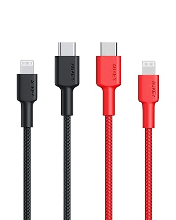 Aukey Usb C To Lightning Cable 3 9ft 2 Pack Iphone 11 Charger Apple Mfi Certified
