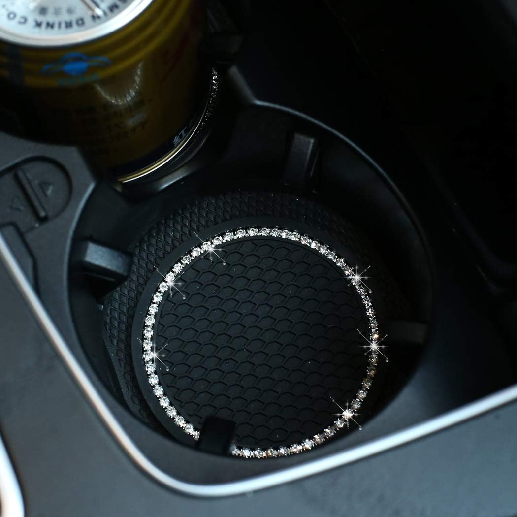 WubbaLubba Universal Vehicle Bling Travel Auto Cup Holder Insert Coasters,2.75 Inch Crystal Rhinestone Car Interior Accessories Durable Anti Slip Silicone Car Coasters (Pack of 2): Automotive