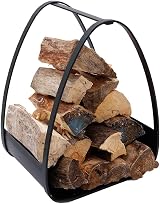 Charles Bentley Log Holder Black Matte Iron Larch Fireplace Wood Storage 6KG view 3