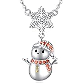 NIFUNAO Snowman Necklace for Women 925 Sterling Silver Christmas Snowflake Pendant Necklace Winter Christmas Jewelry for Women