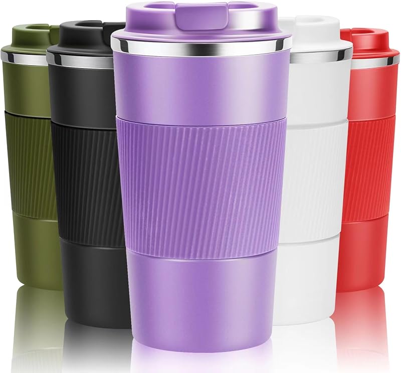 YINJOYI 510ml Travel Mug Reusable Stainless Steel Vacuum Insulated Purple