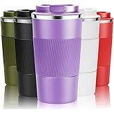 YINJOYI 17oz Travel Coffee Cups Insulated Mug Thermal Tumbler to Go with Lid Leak Proof Reusable Stainless Steel Coffee Mug Spill Proof for Hot and Iced Cold Drinks (Purple, 510ml)