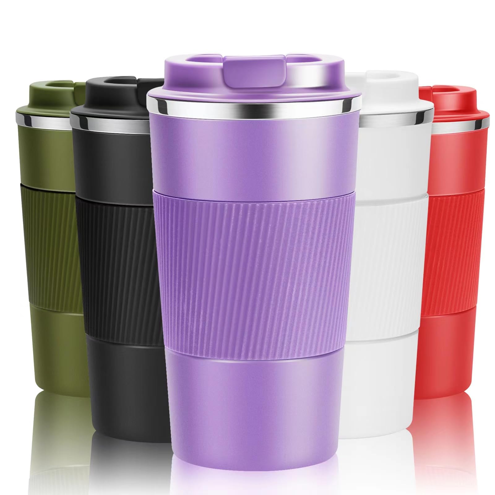 YINJOYI Travel Mug Reusable Coffee Cups Thermal Insulated Vacuum Stainless Steel Tumbler for Hot Cold Drinks (Purple, 510ml)