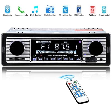 HERCHR Retro Fashion Bluetooth Vintage Autoradio MP3 Player Stereo USB AUX Classic Car Stereo Audio