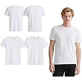 OKBA 4 Pack White t Shirts for Men,Crew Neck Short Sleeve Men's Undershirt,Plain White Workout Polyester tee Bulk