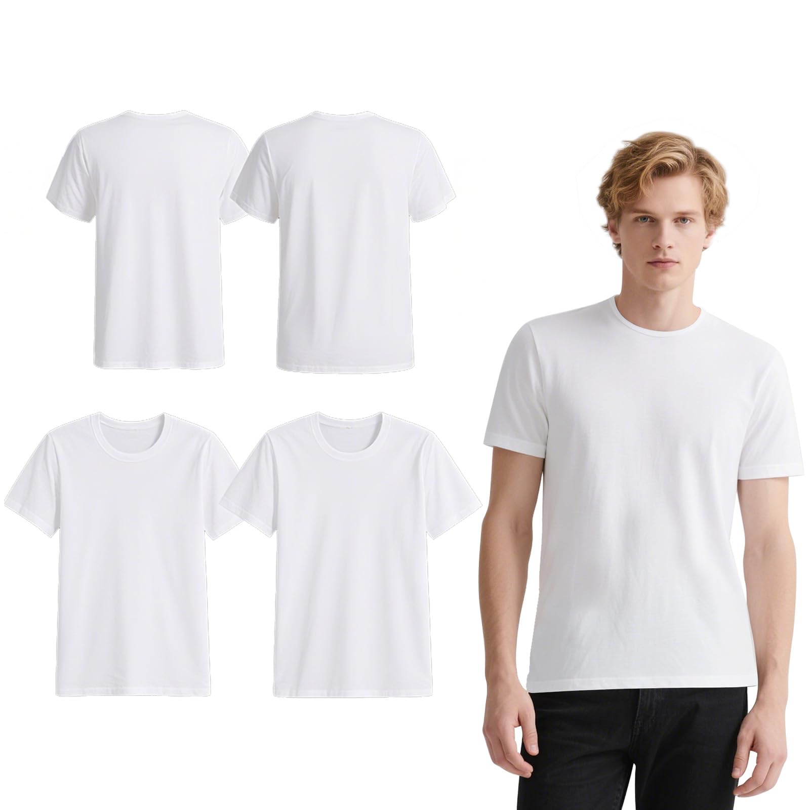 Photo 1 of OKBA 4 Pack White t Shirts for Men,Crew Neck Short Sleeve Men's Undershirt,Plain White Workout Polyester tee Bulk small