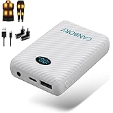 CANBORY Heated Vest Battery with LED Display, 𝟏𝟐𝟎𝟎𝟎𝐦𝐀𝐡 7.4V/5V Rechargeable Power Bank with DC/USB/Type-C Output, Upgraded Compatible with Major Heated Clothing Brands