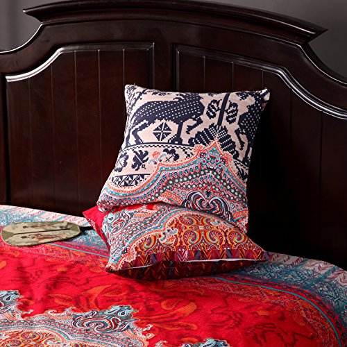 LELVA Boho Style Bedding Set Bohemian Ethnic Style Bedding Set Boho Duvet Cover Set Camel Pattern Bedding Set Full/Queen 4pcs (8, Queen)