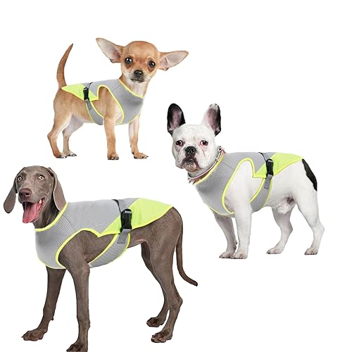 Dog Cooling Vest,Dogs Cooling Jacket,Safe Coat for Summer Sun Protection,Breathable Mesh Ice Vest,Dog Clothes Cool Jackets with Adjustable Straps for Medium,Large Dogs (Grey-XL)