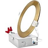 LUXRITE 6 Inch Ultra Thin LED Recessed Light with J-Box, 12W, 5 Color Options 2700K | 3000K | 3500K | 4000K | 5000K, Dimmable