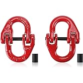 NORJIN 2 Pack G80 Alloy Steel Hammerlock Coupling Link,1/2 inch Connecting Link 12000 lbs Working Load Limit,Red Painted