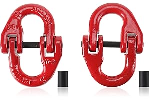 NORJIN 2 Pack G80 Alloy Steel Hammerlock Coupling Link,1/2 inch Connecting Link 12000 lbs Working Load Limit,Red Painted
