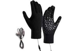 USB Heated Gloves Knitting Heating Mittens with 3 Temperature Levels for Men Women for Cold Winter Knitted Laptop Gloves Mitt