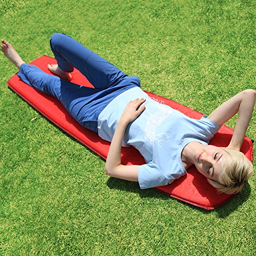 ATEPA Premium Compact Camping Pad Self Inflating Lightweight Sleeping Mat for Backpacking Hiking, TPU Coating, Comfortable, 1.4 Inch Thickness, Red - Thumbnail 5