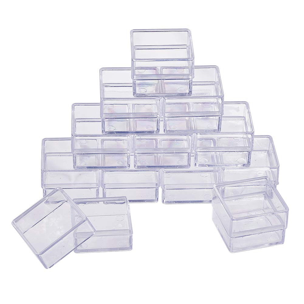 BENECREAT 16 Pack Square High Transparency Plastic Bead Storage Containers Box Case for beauty supplies,Tiny Bead,Jewerlry Findings, and Other Small Items - 3cm x 3cm x 2.2cm(1.18x1.18x0.68 Inches)