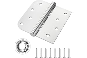 Hinge, 3 Pack Door Hinges Stainless Steel Hinges 4" Heavy Duty Ball Bearing Door Hinges with Square Rounded 5/8" Radius Corne