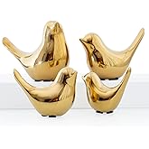 Notakia Small Birds Statues Home Decor Modern Style Decorative Ornaments for Living Room, Bedroom, Office Desktop, Cabinets (4Pcs Gold Birds)