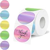 Holographic Thermal Labels Stickers 1.5 inch, Glitter Round Direct Thermal Stickers Label, Perforation Line Design (350 Sheets, 5 Colors)