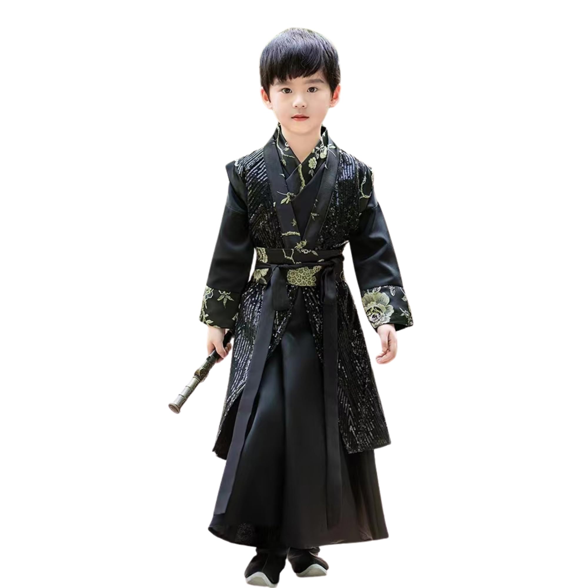 Photo 1 of Swordsman Kung Fu Hanfu for Boy with Swords Martial Arts Robe Fencer Performance Costume Tang Suit (Boy Height:115-125 CM)