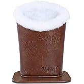 MOSISO Eyeglasses Holder, Plush Lined PU Leather Stand Case with Magnetic Base