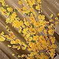 5Pcs Spring Peach Blossom Cherry Plum Bouquet Branch Silk Flower,Artificial Flowers Fake Flower for Wedding Home Office Party Hotel Yard Decoration