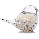 DOVDOV Hand Blown Glass Bird Statue Home Decor, Glass Art Bird Small Sculpture for Office Desktop on Dresser entryway Decorative Ornament and Glass Paperweight., Gray