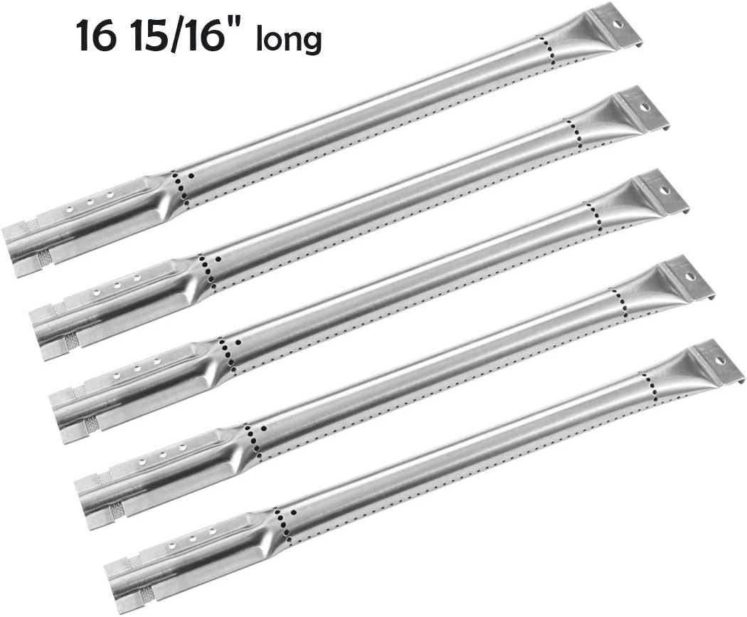 YIHAM KB815 Gas BBQ Grill Pipe Tube Burner Replacement Parts for Perfect Flame, Charmglow, Kitchen Aid, Costco Kirkland, Jenn Air, Member's Mark, Nexgrill, 16 15/16 inch, Set of 5