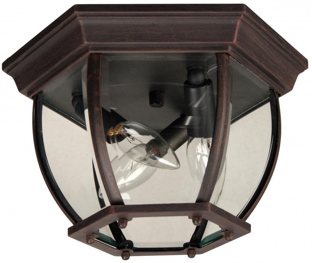 Craftmade Z433-RT Bent Glass Outdoor Flush Mount Ceiling Lighting, 3-Light, 180 Watts, Rust (11" W x 7" H)