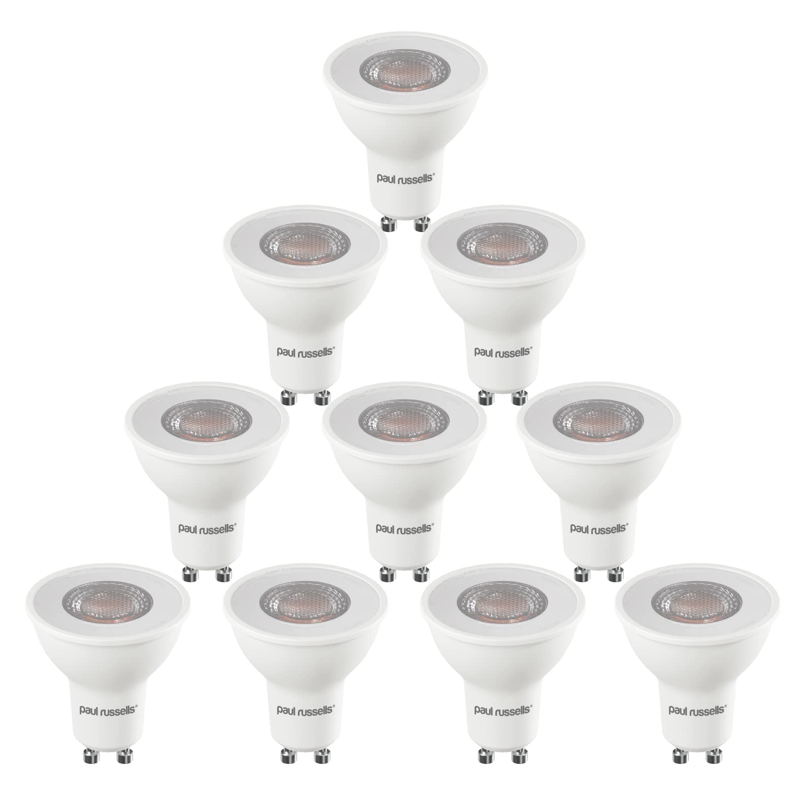paul russells GU10 LED Bulbs, 7W 560lumens, 75Watt Equivalent, GU10 Spotlight Bulbs Replacement, 36° Narrow Beam, Bright Daylight 6500K, No Flickering, Energy Saving Non-Dimmable, Pack of 10