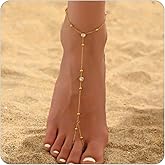 RATVIU Toe Anklets for Women 18K Gold Plated Toe Ring Anklets Dainty Cross Heart Beads CZ Ankle Bracelet Waterproof Beach Barefoot Sandals Foot Chain Jewelry