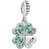 ZakiaHo Good Luck Green Lucky Four Leaf Clover Charms for Bracelets Compatible with Pandora Bracelets