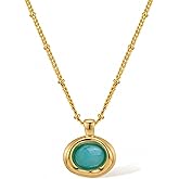 Jean Beau Gold Stone Pendant Necklaces for Women, Chunky Gemstone Dangle Necklace Wedding Prom Fashion Jewelry Gift