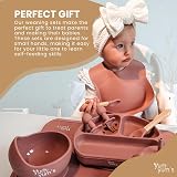 Yum Yum's Baby Weaning Set 10-Piece Pink Feeding Kit with Plates & Bibs view 5