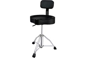 NUOSHENG Drum Throne with Backrest Padded Hydraulic Drum Chair Height Adjustable Drum Stool with Stable Bass Comfortable Memory Foam Saddle Drum seat for Adult Drummers Guitar Players, Black