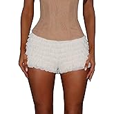 Doloame Women's Lolita Tiered Bloomer Shorts Lace Low Waist Micro Bottoms Cute Fairy Pajamas Panties Teen Girls' Shorts